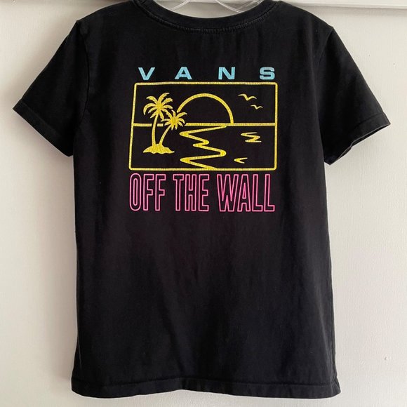 Vans Tops - Vans Off The Wall Black /Yellow Palm Tree Cotton Short Sleeve Crew T Shirt Top S